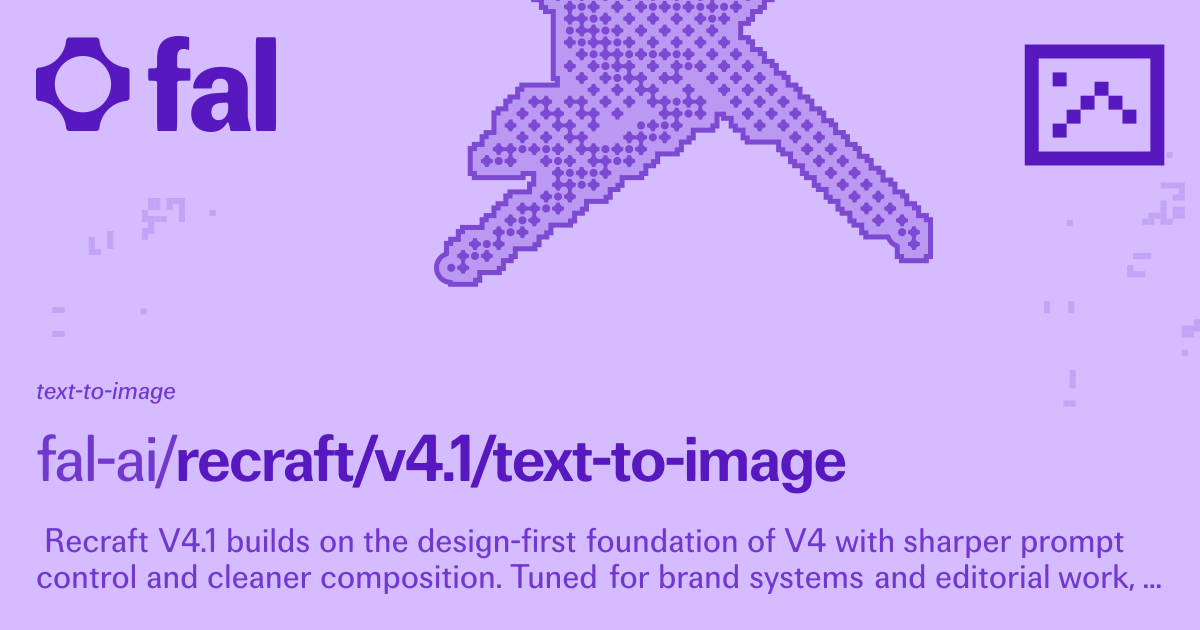 Recraft V4.1 Text to Image API Docs | fal