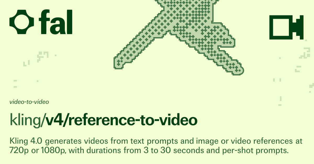Kling 4.0 Reference to Video (Video to Video) API on fal