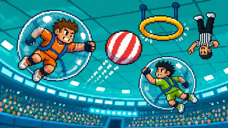 Athletes playing golf down a giant water slide in a packed stadium.