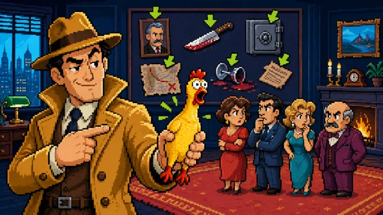 A neon port city mystery scene, directed live.