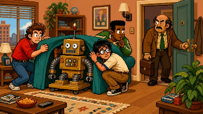 A continuous 1990s-style sitcom scene generated by H3 Max Director.